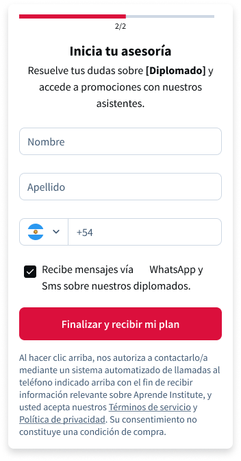 Step two: phone and details